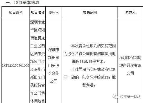 深圳龙华观湖旧改合作招商 保都中标 拟 工改工